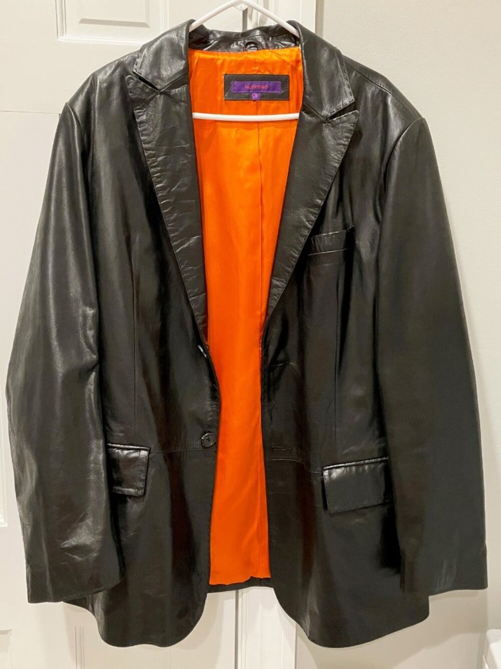 Genuine Black Leather Kuhlman Size 3 (Large) Sport Jacket